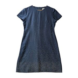 Jeffrey & Dara Petite Blue Studded Shift Dress Size 4 Vintage 90s/Y2K USA Made